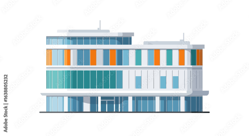 Conceptual illustration of modern architecture, office building facade Conceptual illustration of modern architecture, office building facade
