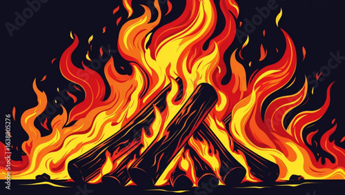 fire in the fireplace