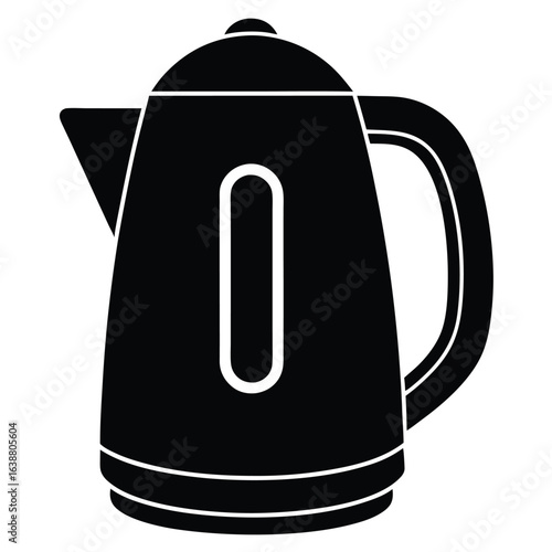 Black electric kettle with water level indicator kitchen appliance