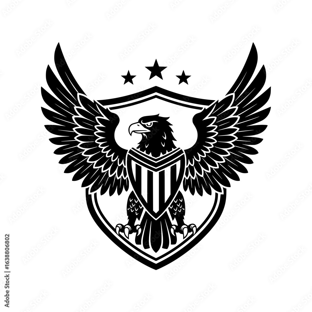 Fototapeta premium Eagle Logo with Shield and Stars