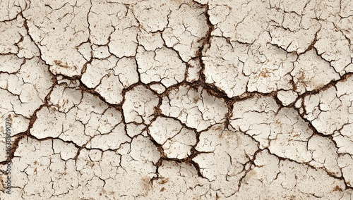 Cracked, light beige surface.  Deep fissures