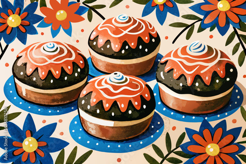 Extraordinary Sweet Buns Topped with Sugar Glaze Bold Professional Quality Premium Contemporary Modern Flair Excellent for Creative Portfolio Work Brand Marketing Visual Excellence Creative Asset