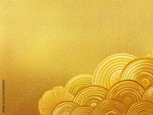 Gold background with swirling decorative elements