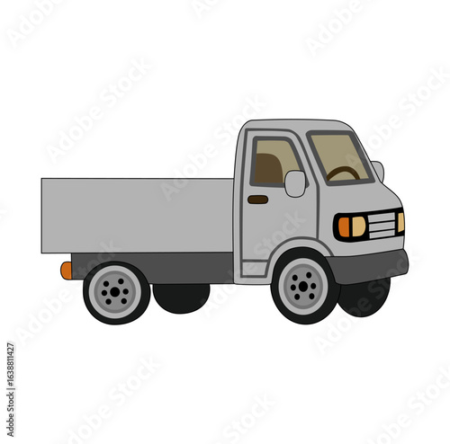 Cartoon Side View Mini Truck Simple Logo Design Icon Digital