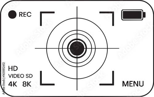 Digital camera viewfinder interface displaying recording status timer and essential shooting information for professional photography and videography