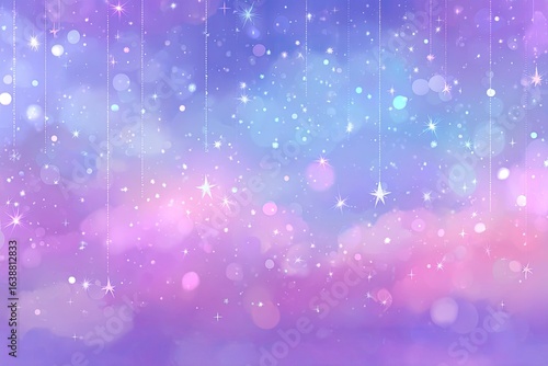 Pastel, dreamy sky scene with sparkling stars and lights