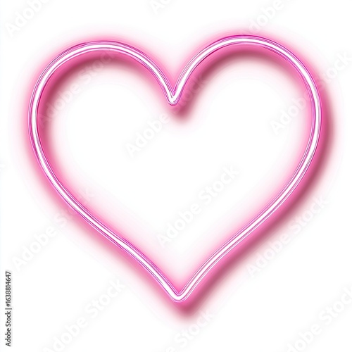 Pink neon heart shape outline