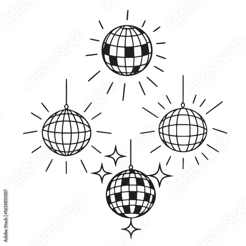 Disco ball vector icons set