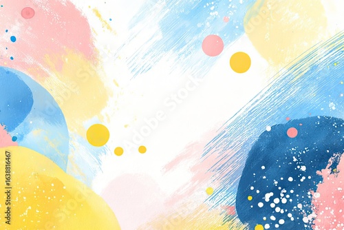 Abstract watercolor background with pastel colors and various shapes