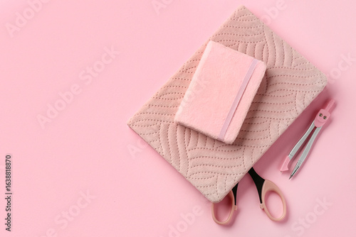 Pink fluffy notebook, sciss...