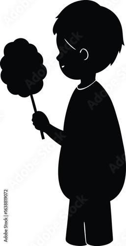 child eating cotton candy on white background.eps