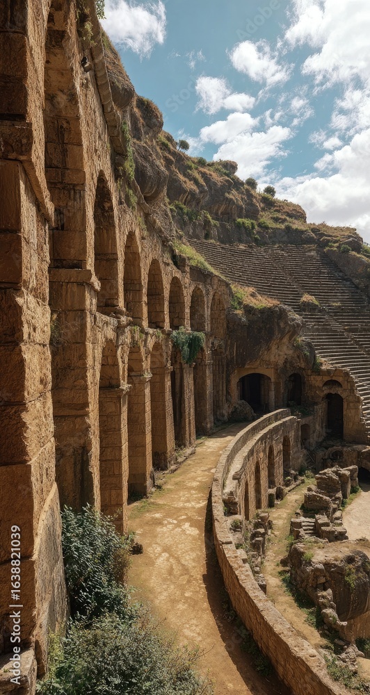 Fototapeta premium Ancient amphitheater, stone pathway