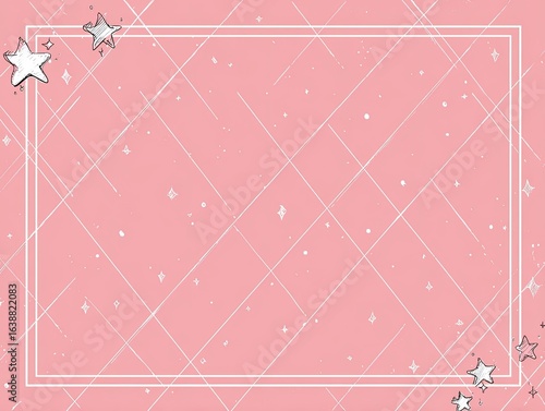 Pink background with white stars and grid