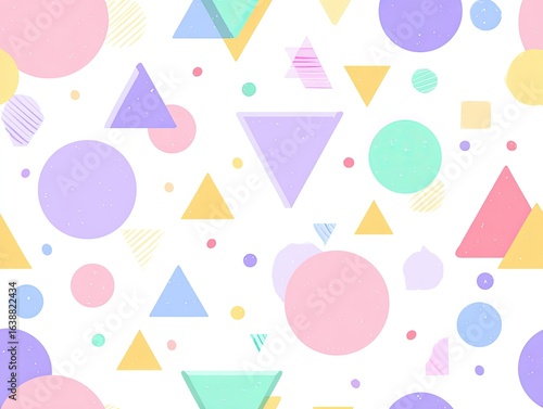 Pastel geometric shapes pattern on white background