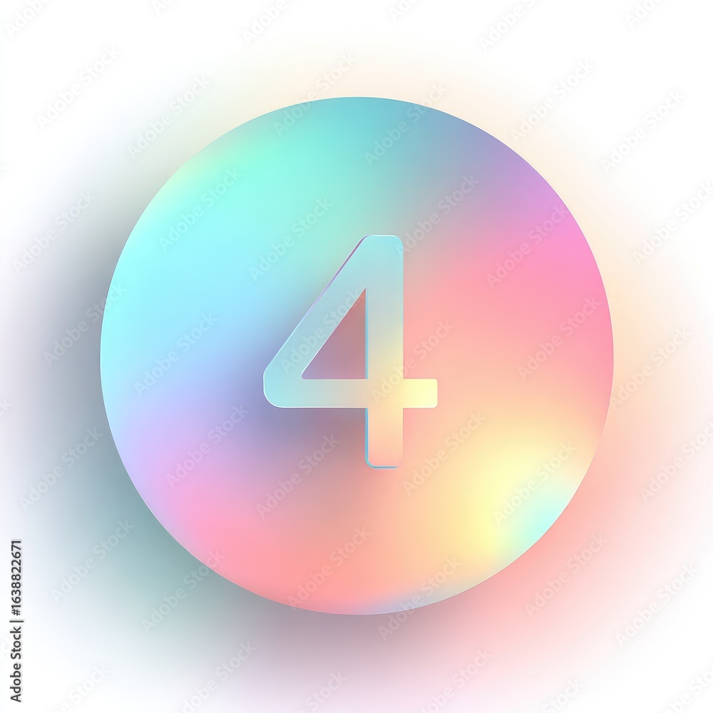 Fototapeta premium A pastel-colored, round orb featuring the number four