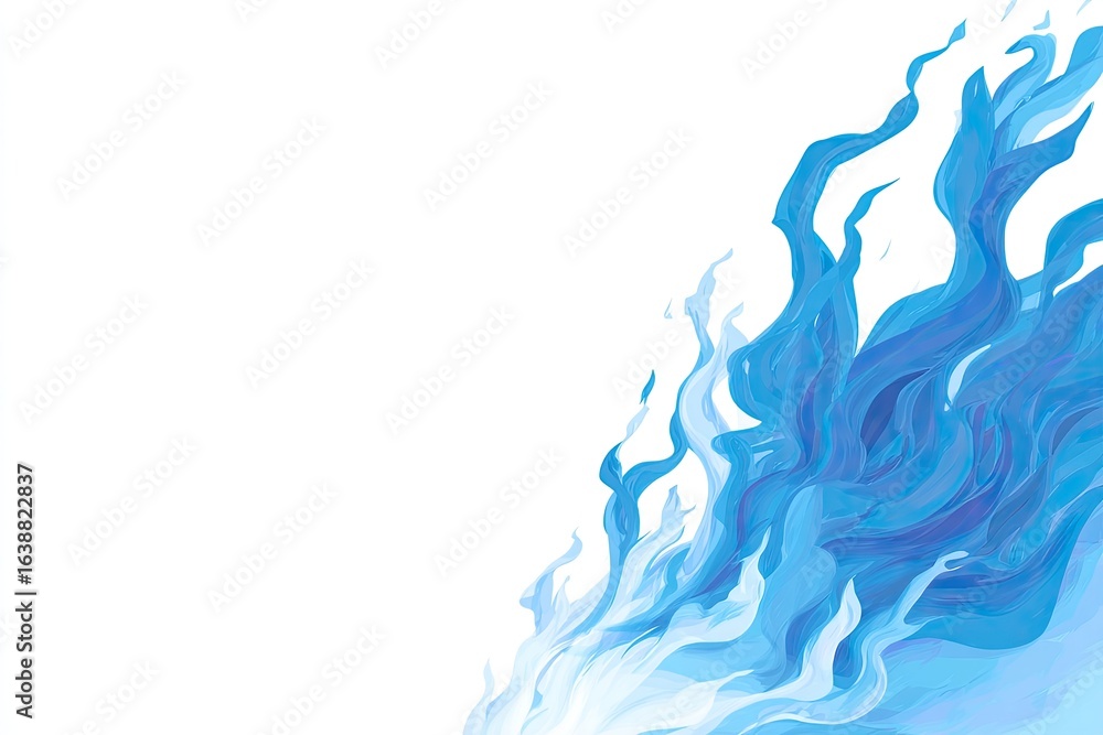 Fototapeta premium Abstract blue flames on white background