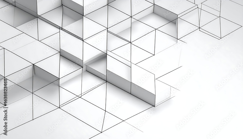 Abstract geometric pattern of white cubes Abstract geometric pattern of white cubes