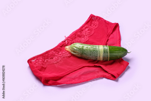 Lace panties with condom an...