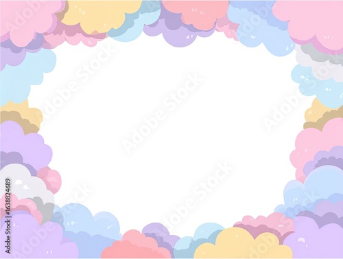 Pastel-colored clouds frame a white space (2)