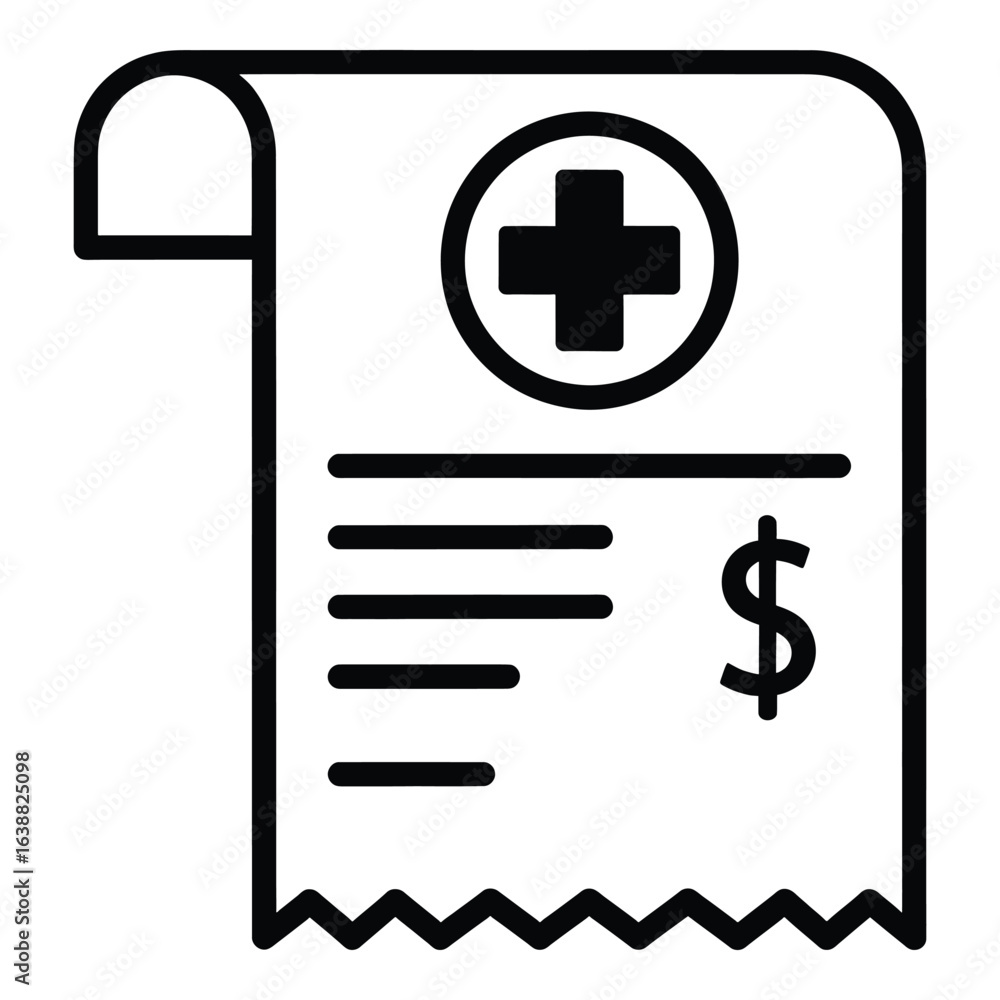 Fototapeta premium Medical bill icon symbolizing healthcare costs financial burden and medical expenses in a minimalist design for digital use