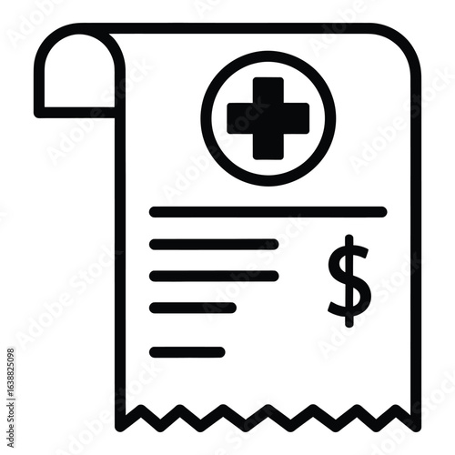 Medical bill icon symbolizing healthcare costs financial burden and medical expenses in a minimalist design for digital use