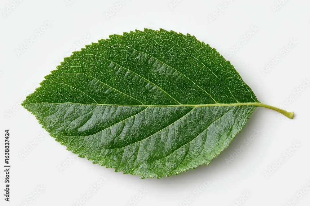 Obraz premium Close-up of a vibrant green leaf, ovate shape, distinct venation