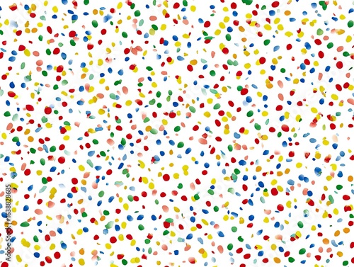 Colorful confetti scattered on white background