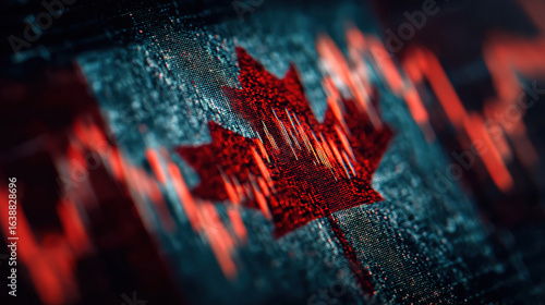 Finance and economy theme highlighted by canadian flag and rising stock market graph