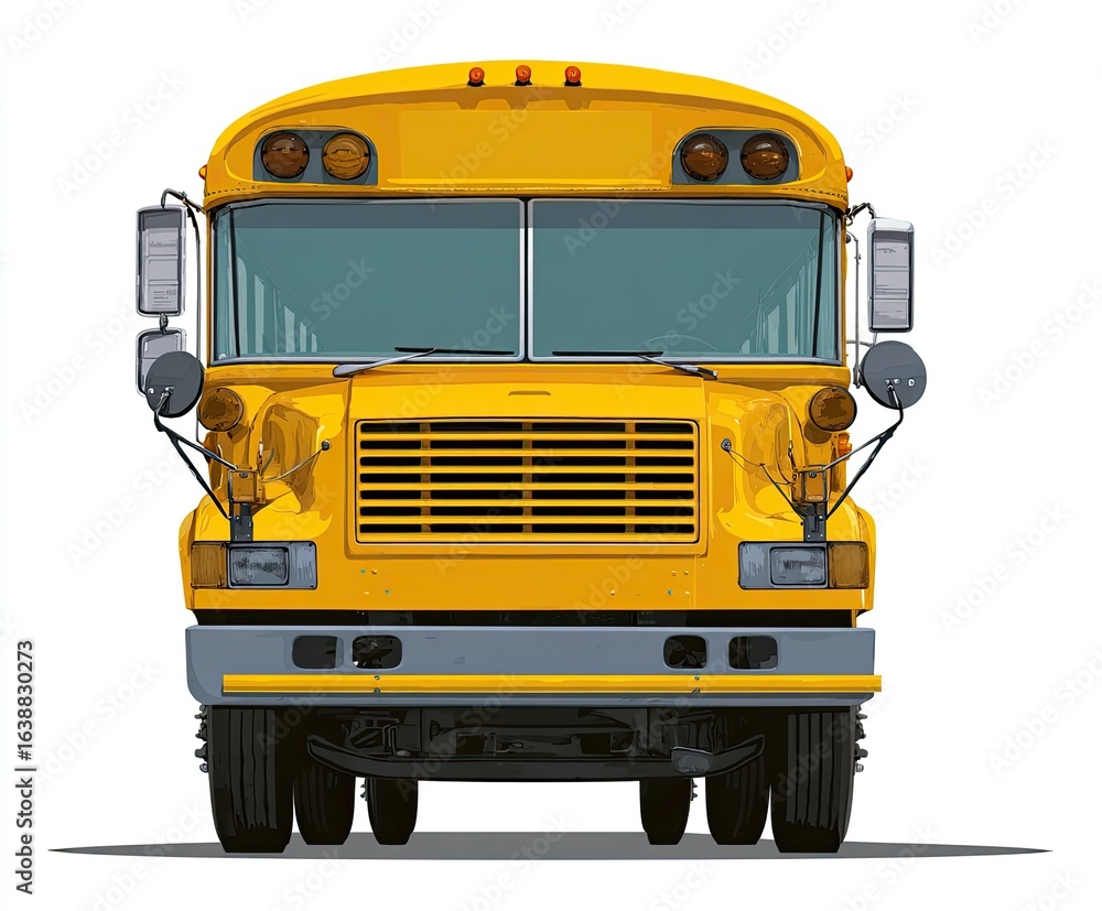 Fototapeta premium Yellow school bus front view