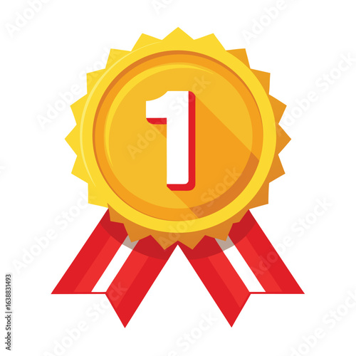 Gold Medal with Number 1 – First Place Award Vector Illustration