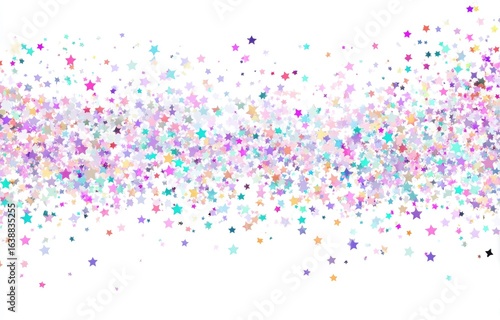 Pastel star confetti explosion on white