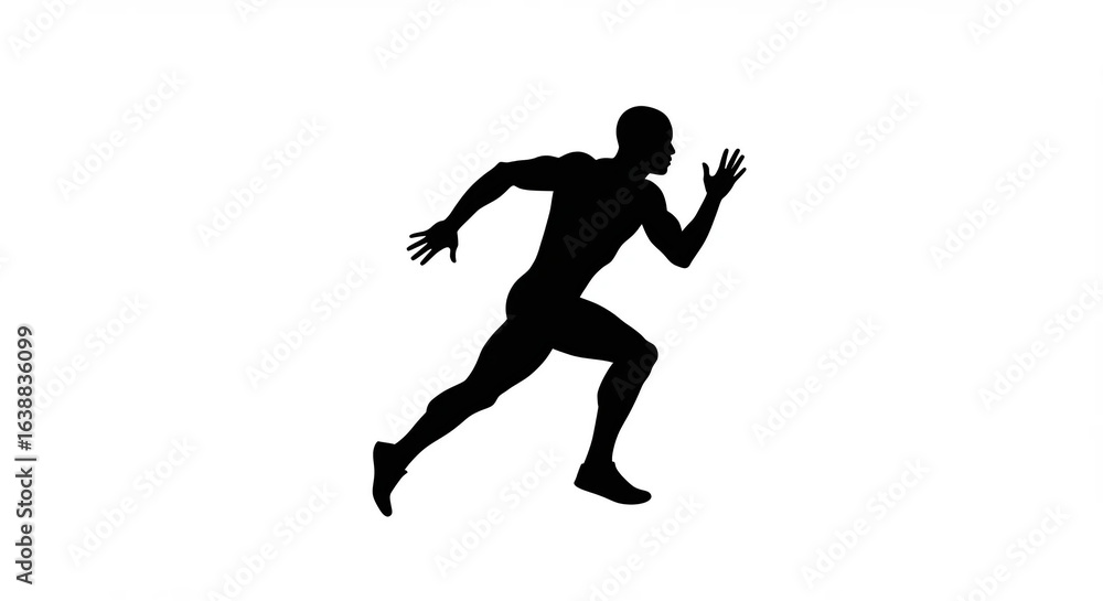 Obraz premium vector man silhouette front view of sprinter running as winner. black isolated on white