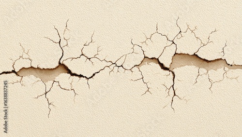 Cracked beige surface, intricate fissures