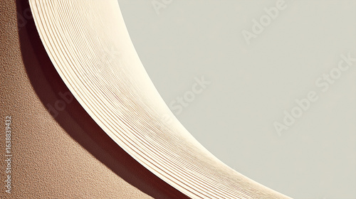 Abstract curved surface with layered texture against a soft background, emphasizing design