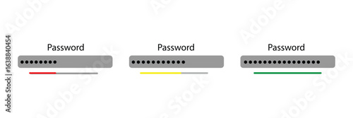 password weak, medium and strong template. authorization concept. strong, medium and weak password form.