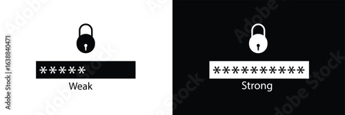 password weak, medium and strong template. authorization concept. strong, medium and weak password form.