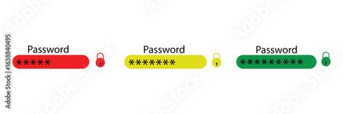password weak, medium and strong template. authorization concept. strong, medium and weak password form.