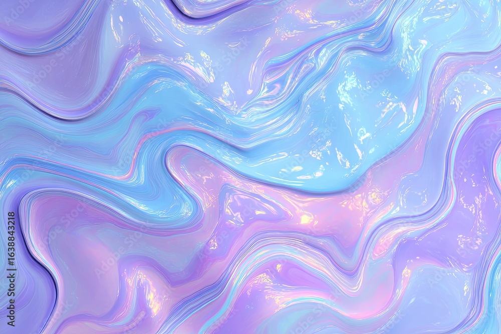 Obraz premium Abstract liquid swirls in pastel shades of light purple, blue, and pink