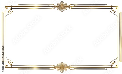 Gold art deco frame with floral details