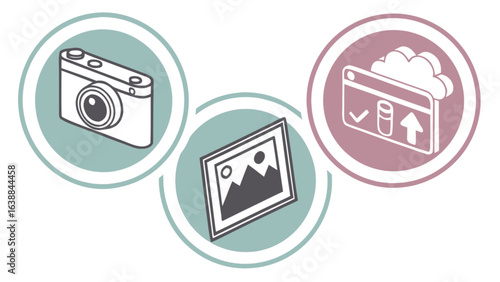 Camera photo picture upload cloud storage photography image sharing online service digital media concept
