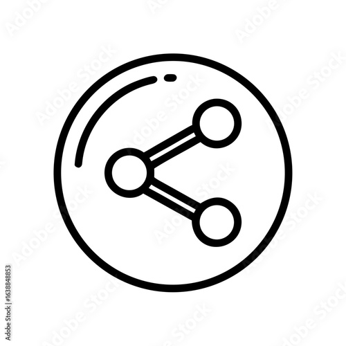 Outline share icon inside of a bold circular shape icon