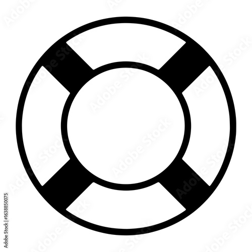 Black and white life preserver ring buoy safety equipment