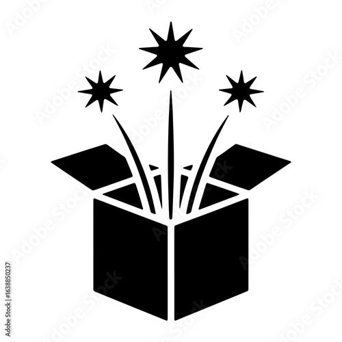 Black box with exploding stars white open