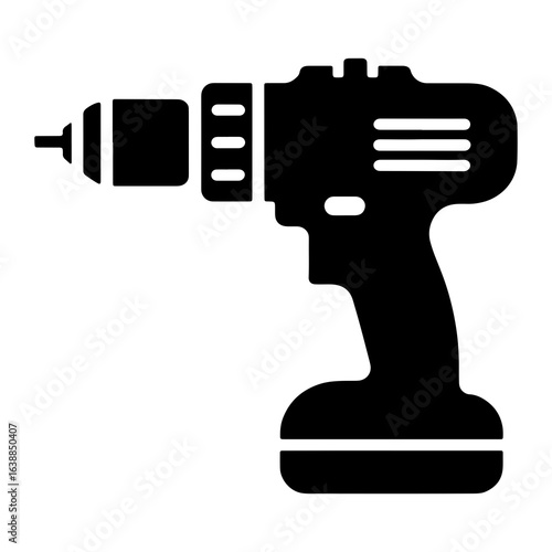 Black cordless drill silhouette tool power
