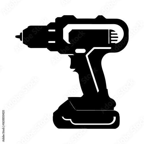 Black cordless drill silhouette tool power tool
