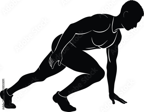 fitness man doing burpees on white background.eps