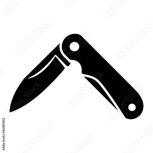 Black folding knife icon pocket knife blade