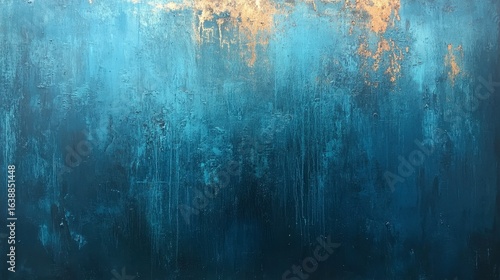 Textured Abstract Background with Shades of Blue and Golden Highlights
