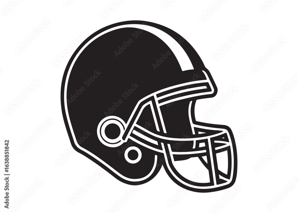 Naklejka premium American Football Helmet Silhouette Vector Illustration for Sports Design Projects.