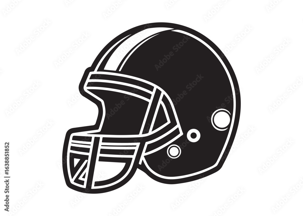 Fototapeta premium American Football Helmet Silhouette Vector Illustration for Sports Design Projects.